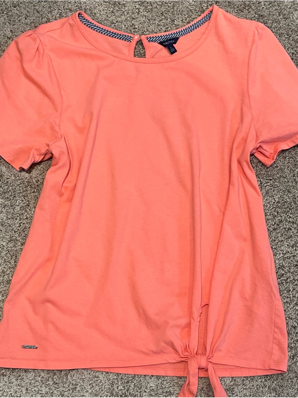Nautica Coral Tie-Front Short Sleeve Tee